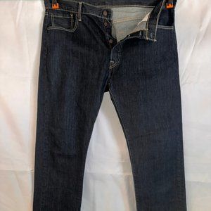 Levi's 501 Straight Leg 36x32 Button Fly Jeans (Dark Wash)